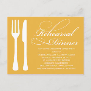 POSTAL DE INVITACIÓN SALÓN DE ORO AMARILLO   REHEARSAL DINNER INVITE