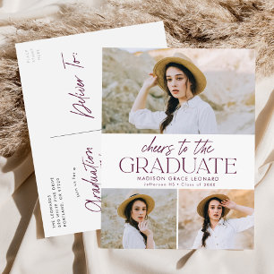 Postal De Invitación Saludos morados a la fiesta de graduación fotográf