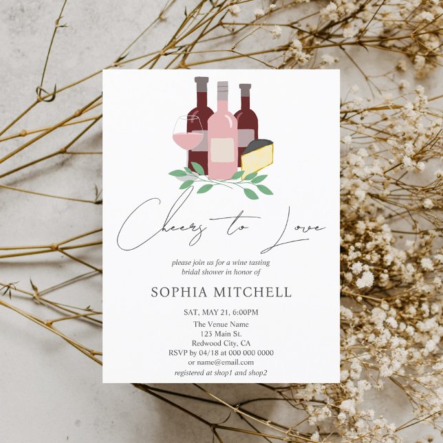 Postal De Invitación Saludos Para Amar La Ducha De Novias De Vino (Subido por el creador)
