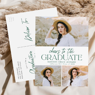Postal De Invitación Saludos verdes a la fiesta de graduación fotográfi