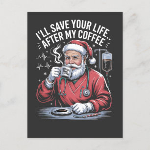 Postal De Invitación Salvaré tu vida después de mi café de Navidad