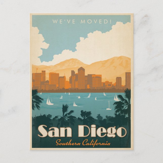 Postal De Invitación San Diego, California del Sur | Nos hemos mudado (Anverso)