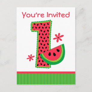 Postal De Invitación sandía primera banda de cumpleaños