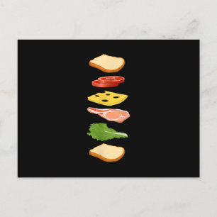 Postal De Invitación Sándwich con pan queso y jamón comida para foodies