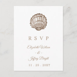 Postal De Invitación Sandy Seashells Marine Ocean Beach Wedding RSVP