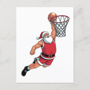 Postal De Invitación Santa jugando baloncesto Amantes del deporte de Na