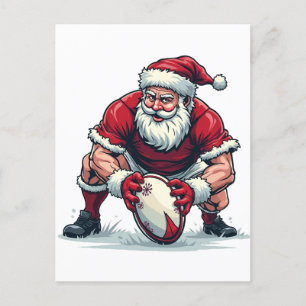 Postal De Invitación Santa jugando fútbol fantasía jugador de Navidad