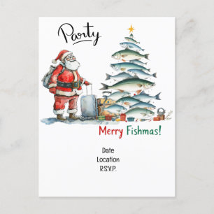 Postal De Invitación ¡Santa se une a los fanáticos de la pesca para la 
