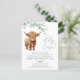 Postal De Invitación Santísima Vaca Verdor Highland Cow Parejas Baby Sh (Anverso de pie)