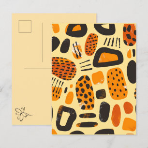 Postal De Invitación "Savanna Pop: Vibes tribales en Naranja y negro"