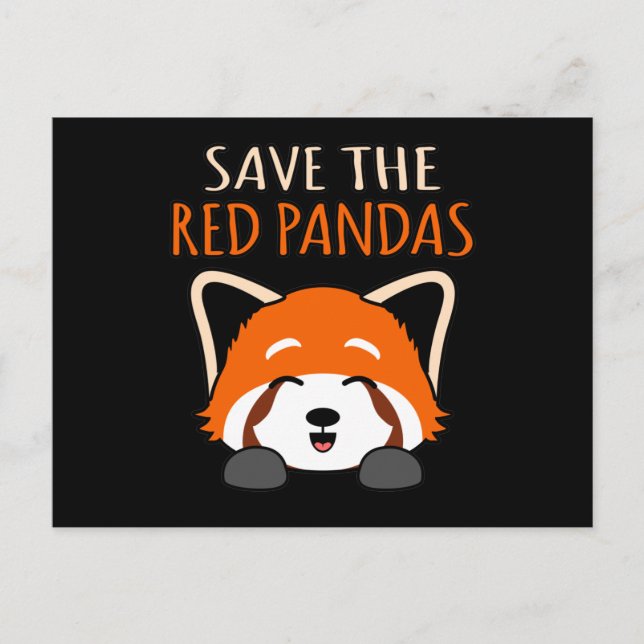 Postal De Invitación Save The Red Pandas Cute Pet Animal Panda Lover Gr (Anverso)