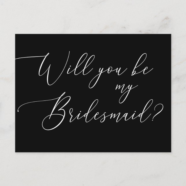 Postal De Invitación Sé mi novia | Propuesta de guión moderno negro (Anverso)