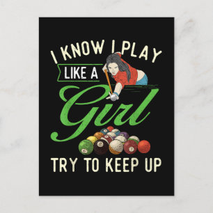 Postal De Invitación Sé que juego como una chica - Billar femenino de p