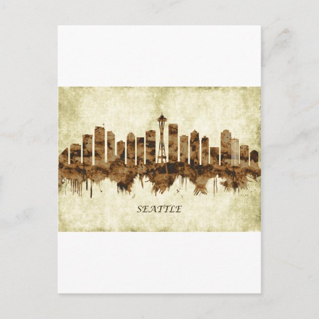 Postal De Invitación Seattle Washington Cityscape (Anverso)