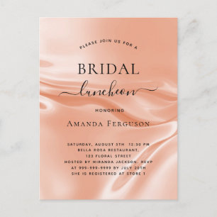Postal De Invitación Seda satina dorada de rosa de lunchela de novia