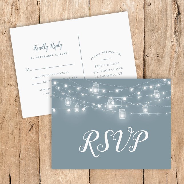 Postal De Invitación Señales de cuerdas rusticas Boda Postcard RSVP (Subido por el creador)