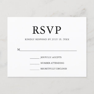 Postal De Invitación Sencilla elegancia de boda RSVP