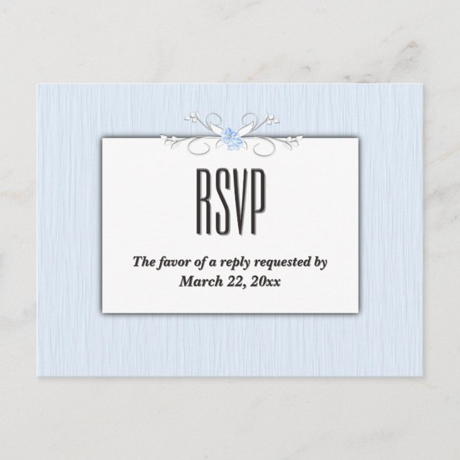 Postal De Invitación Sencillez Azul RSVP con Opciones de Entrada (Anverso)