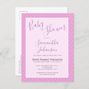Postal De Invitación Sencillo modelo Baby Shower de estrella rosada mod