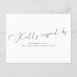 Postal De Invitación Sencillo RSVP de Caligrafía Moderna en Blanco y Ne