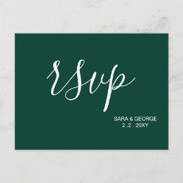 Postal De Invitación Sencillo RSVP verde esmeralda moderno