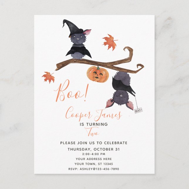 Postal De Invitación Sencillo y simple día de halloween golpea al segun (Anverso)