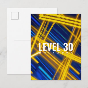 Postal De Invitación Senderos de Luz Abstractos Cian Amarillo Neón Cibe