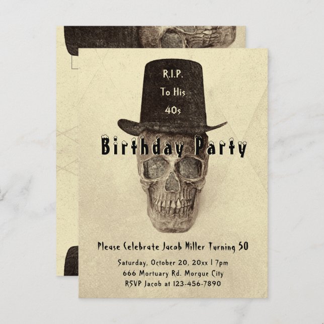 Postal De Invitación Sepia, una vieja estrella de los cráneos de Sombre (Anverso / Reverso)