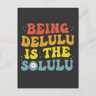 Postal De Invitación Ser Delulu Es El Solulu Divertido Groovy GenZ Retr