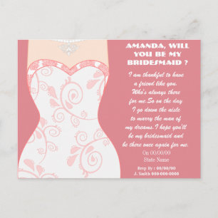 Postal De Invitación ¿será mi dama de honor?