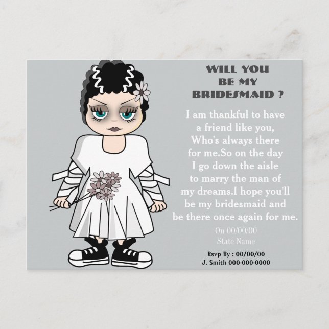 Postal De Invitación ¿será mi dama de honor? (Anverso)