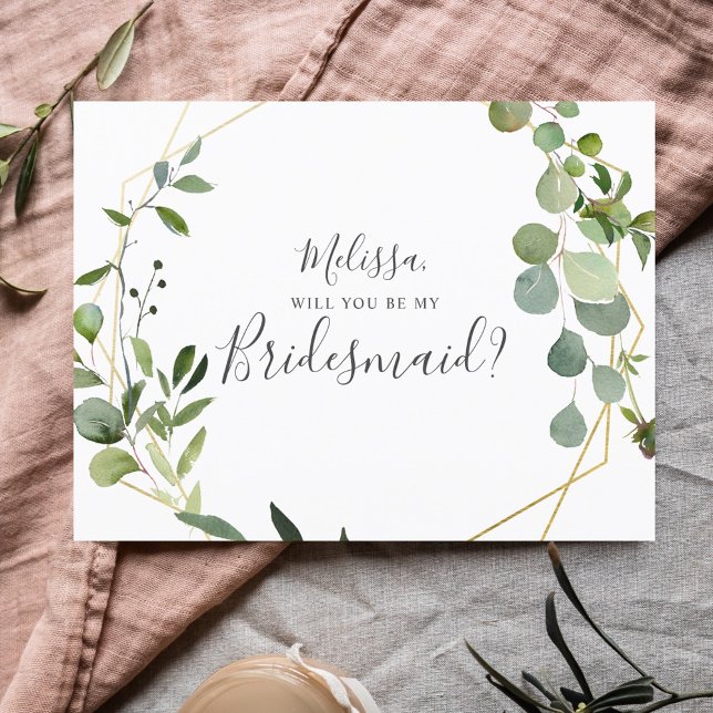 Postal De Invitación ¿Serás Mi Bridesmaid Elegante Verdor? (Subido por el creador)