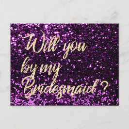 Postal De Invitación ¿Serás Mi Bridesmaid Violet Plum Gold Script