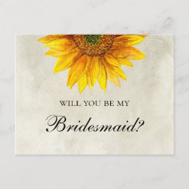 Postal De Invitación ¿Serás mi dama de honor boda rústica girasoles