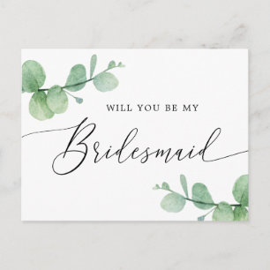 Postal De Invitación ¿Serás mi dama de honor   Eucalyptus Script