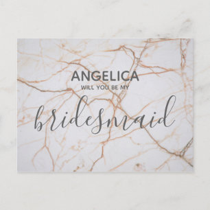 Postal De Invitación Serás mi dama de honor Marble Blanco