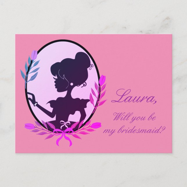 Postal De Invitación ¿Serás mi dama de honor? Morado (Anverso)