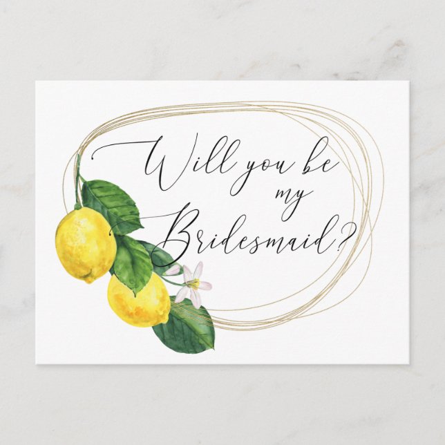 Postal De Invitación ¿Serás mi dama de honor? Propuesta | Boda de Limón (Anverso)