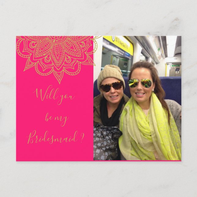 Postal De Invitación ¿Serás mi dama de honor rosa? (Anverso)