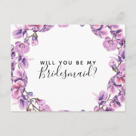 Postal De Invitación ¿Serás mi dama de honor ultravioleta de postal?
