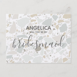 Postal De Invitación Serás mi dama de honor White Terrazzo Modern