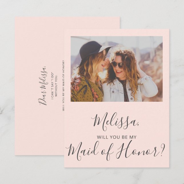 Postal De Invitación ¿Serás mi empleada de honor? (Anverso / Reverso)