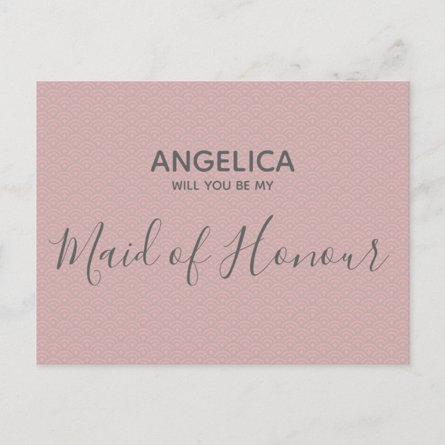 Postal De Invitación ¿Serás mi empleada del patrón rosado de Bonito de  (Anverso)