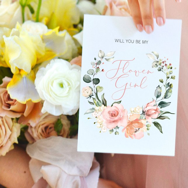 Postal De Invitación ¿Serás Mi Flor Niña Guión Rosa Floral? (Subido por el creador)