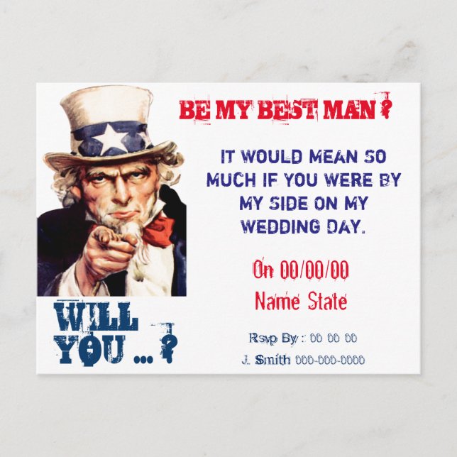 Postal De Invitación ¿serás mi mejor hombre, novio? (Anverso)