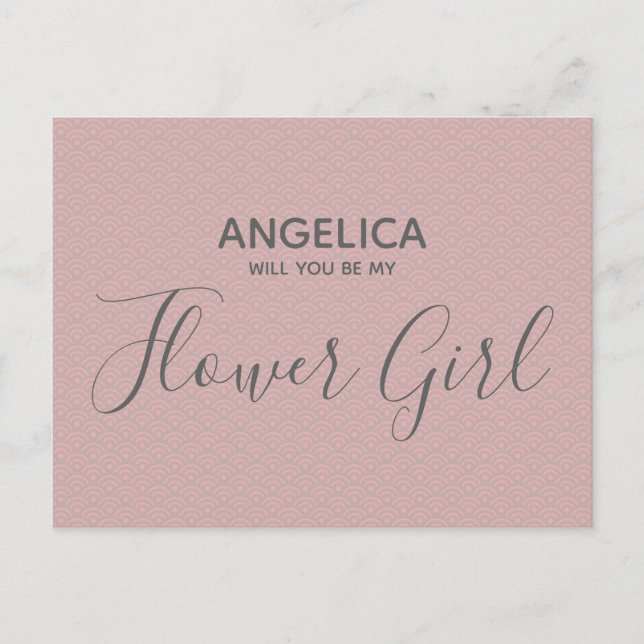 Postal De Invitación ¿Serás mi modelo rosa Bonito chica de flores? (Anverso)