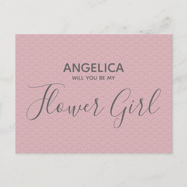 Postal De Invitación ¿Serás mi niña de las flores Patrón Rosa Bonito (Anverso)