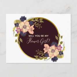 Postal De Invitación Serás Mi Niña Flor Burgundy Marsala Floral