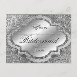 Postal De Invitación ¿Serás Mi Novia? Damasco plateado