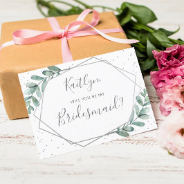 Postal De Invitación ¿Serás Mi Novia Eucalyptus Geométrico